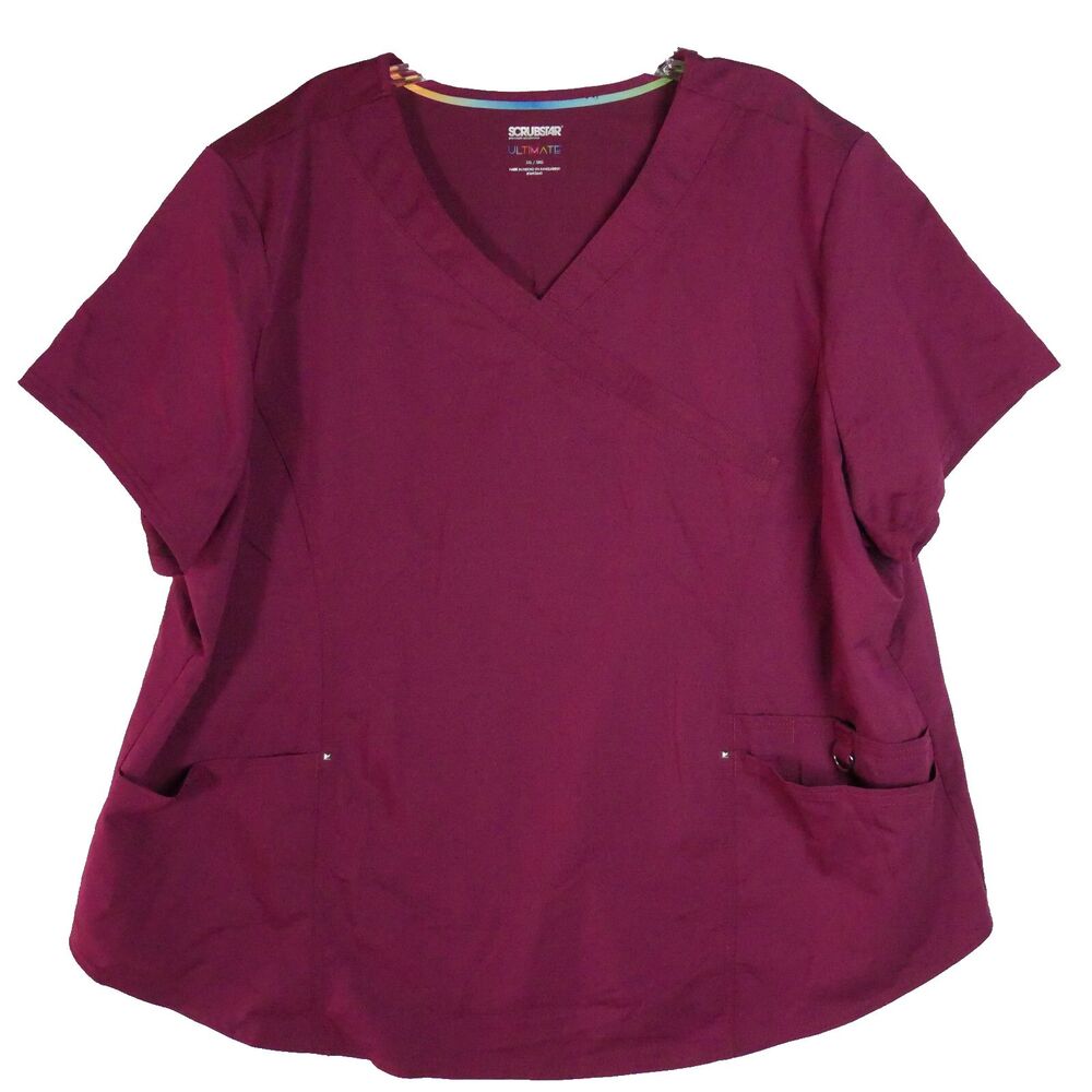 Scrubstar Ultimate Woman's Sz 3XL Scrub Top Pullover Short Sleeve Pockets Purple